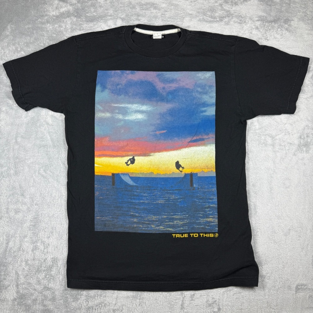 Vans Shirt Mens L Black Large Graphic True To This Skate Y2K Streetwear Halfpipe